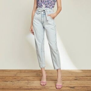 NWT Veronica Beard Belted High Waisted Barrel Leg Jeans in Sky Sz. 23